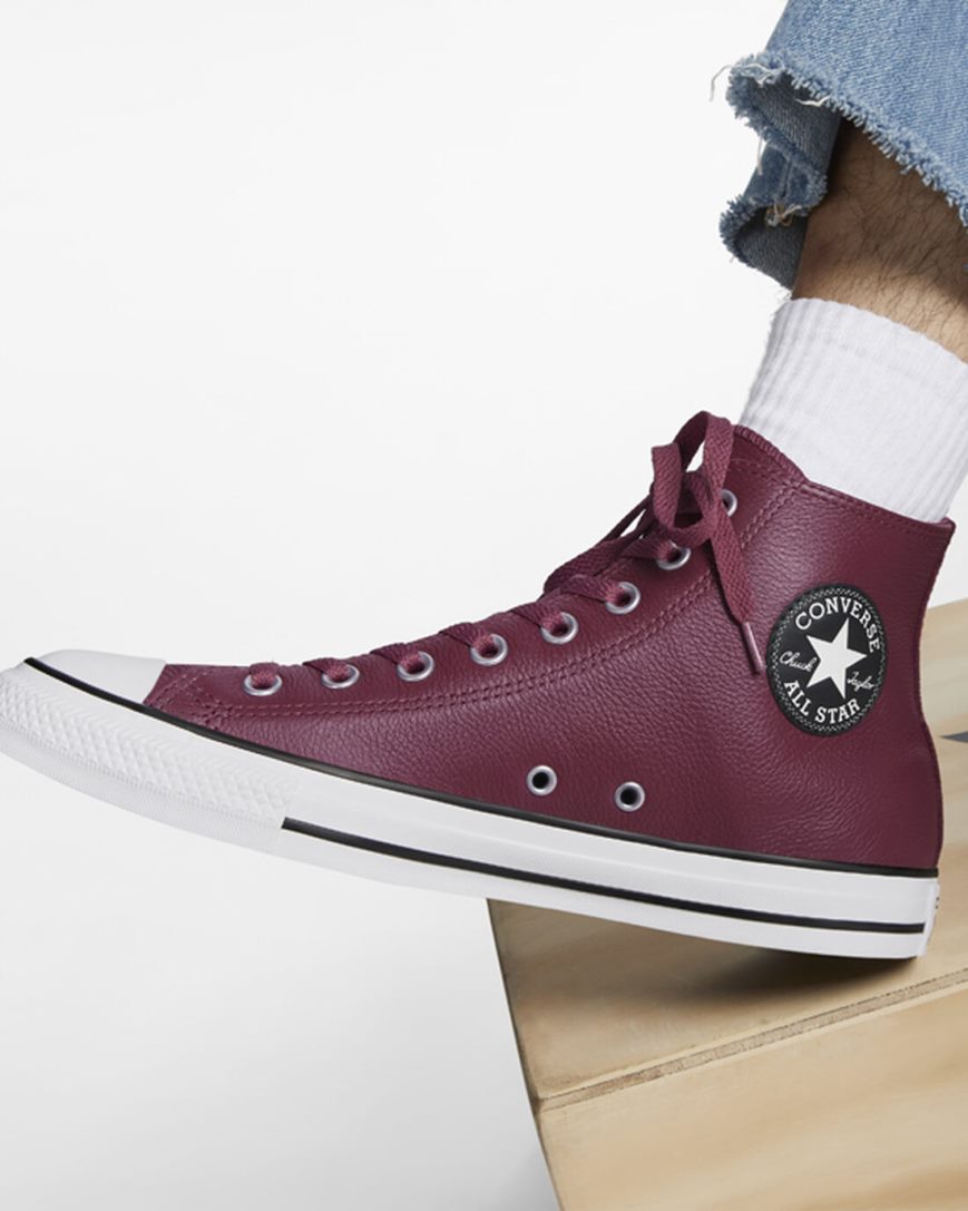 Men's Converse Chuck Taylor All Star Leather High Top Shoes Pink | AU 1569CK